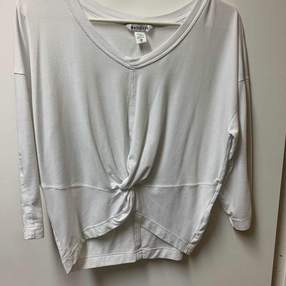 Athleta White Tie Front Blouse Relaxed Fit